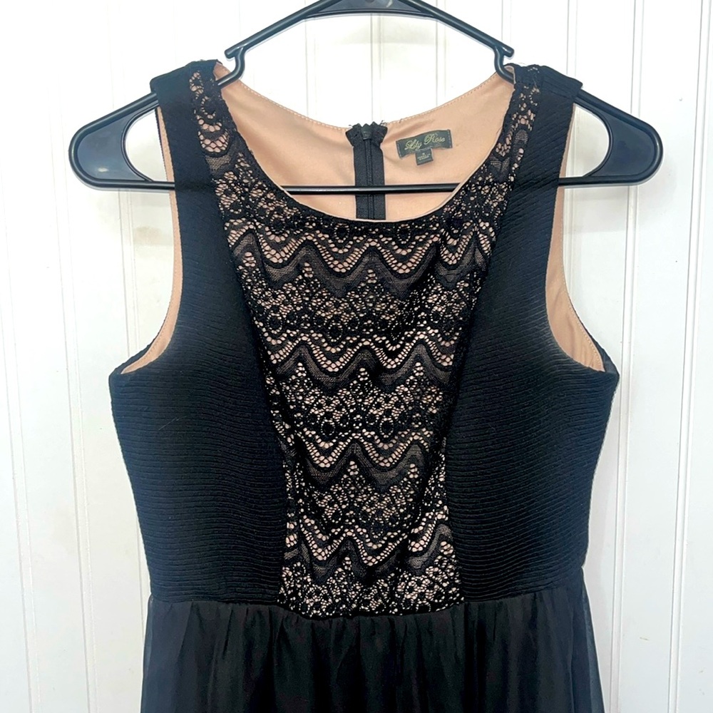 Lily Rose Black and Cream Lace Midi Dress